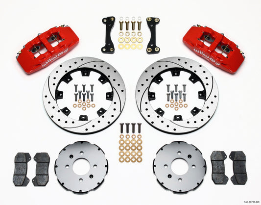 Wilwood Dynapro 6 Front Hat Kit 12.19in Drilled Red 90-99 Civic w/240 mm Disc